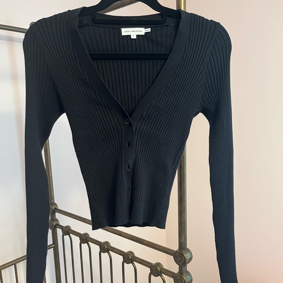 GOOD AMERICAN cozy rib cardigan in black NWOT - Picture 4 of 4